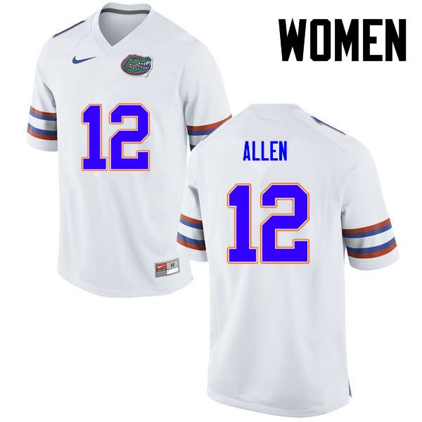 NCAA Florida Gators Jake Allen Women's #12 Nike White Stitched Authentic College Football Jersey FZU2164PM